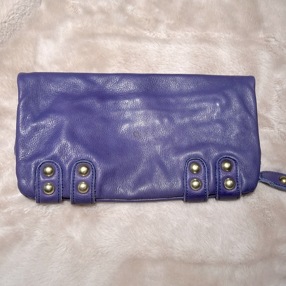 Linea Pelle Soft Leather foldover Clutch - Picture 6 of 11